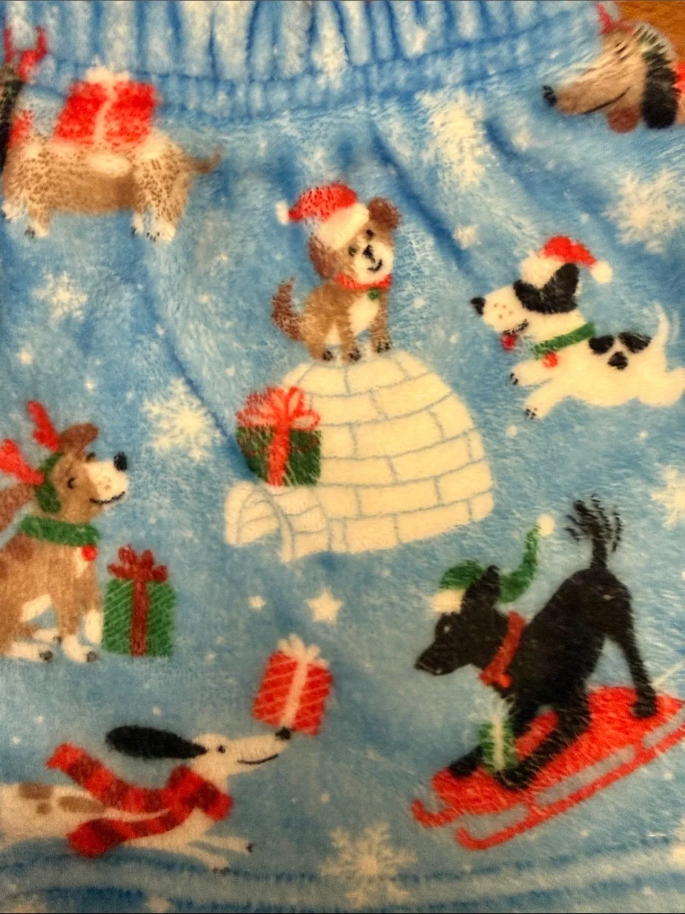 Kids Blue Holiday Fleece Pajama Shorts